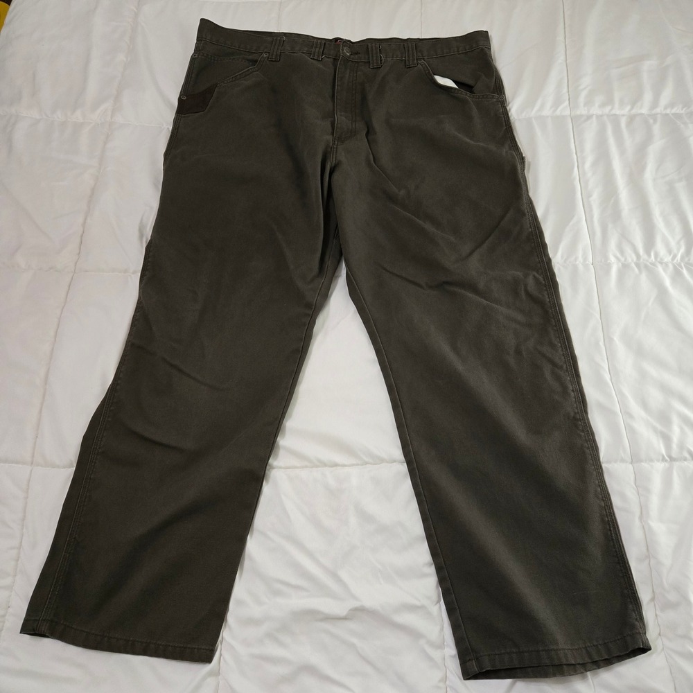 Wrangler Workwear Mens 44x30 Olive Green Canvas Carpenter Work Pants 112345597